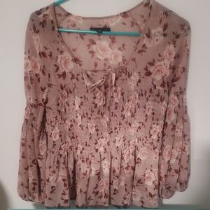 American Eagle Outfitters Floral Blouse - Pink and Cream